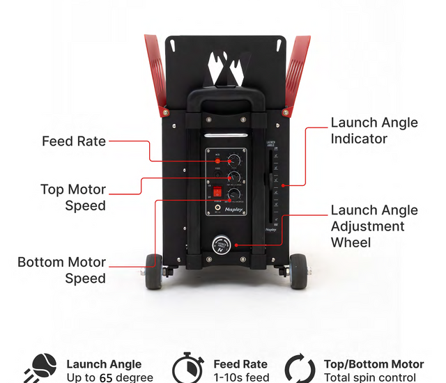Furlihong 698BH Machine à lancer de baseball et de tennis polyvalente pour entraînement solo, alimentée par batterie ou adaptateur secteur, goulotte à balles extensible, livrée avec des balles